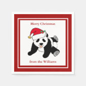 Panda Bear Christmas Niedliches Custom Red Party Serviette (Vorderseite)