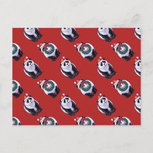 Panda Bear Christmas On Red Feiertagspostkarte