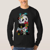Panda Bear Christmas Pajama Funny Xmas Lights Anim T-Shirt (Vorderseite)