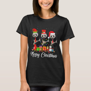 Panda Bear Christmas Pajama Tree Xmas Lights Anima T-Shirt