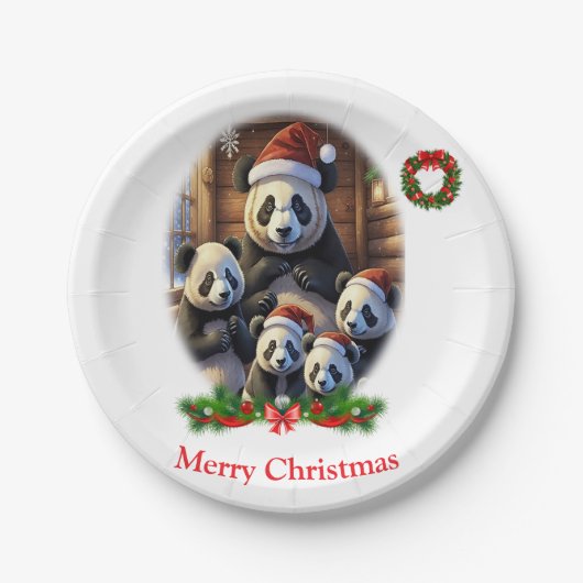 Panda Bear Christmas Pappteller (Vorderseite)