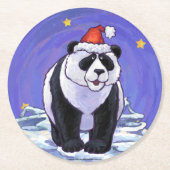 Panda Bear Christmas Runder Pappuntersetzer (Vorderseite)