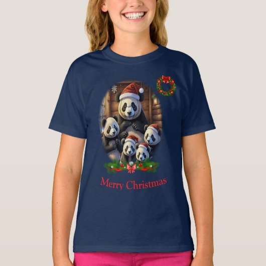 Panda Bear Christmas T-Shirt (Vorderseite)