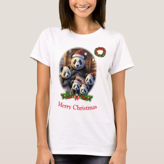 Panda Bear Christmas T-Shirt (Vorderseite)
