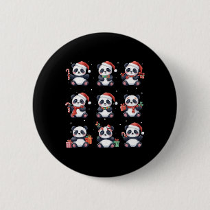 Panda Bear Christmas Weihnachtsmannmütze Funny Ani Button