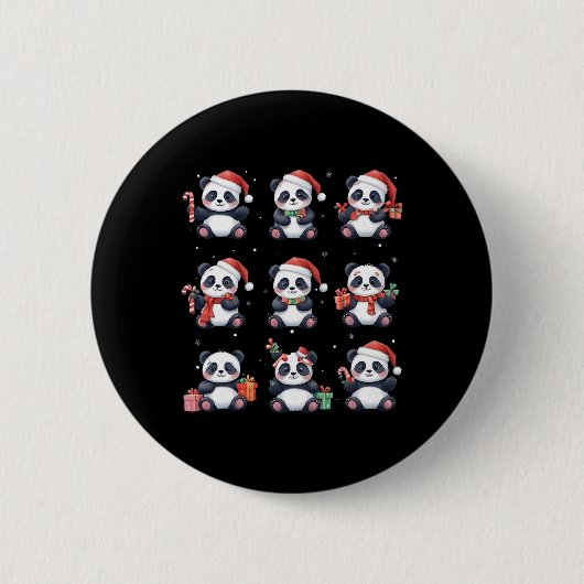 Panda Bear Christmas Weihnachtsmannmütze Funny Ani Button (Vorderseite)