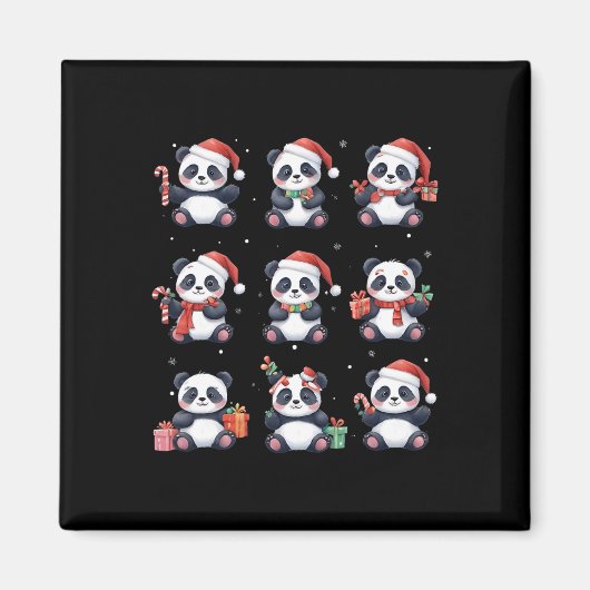 Panda Bear Christmas Weihnachtsmannmütze Funny Ani Magnet (Vorne)