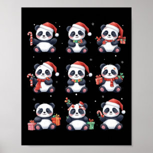 Panda Bear Christmas Weihnachtsmannmütze Funny Ani Poster