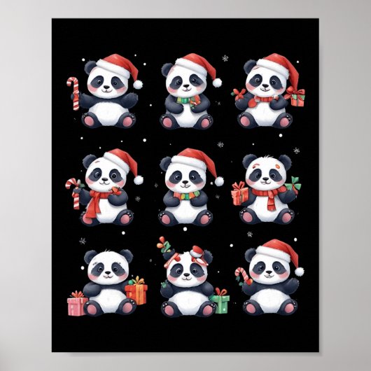 Panda Bear Christmas Weihnachtsmannmütze Funny Ani Poster (Vorne)