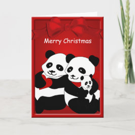 Panda Bear Couple Baby Frohe Weihnachtsgrüße Feiertagskarte