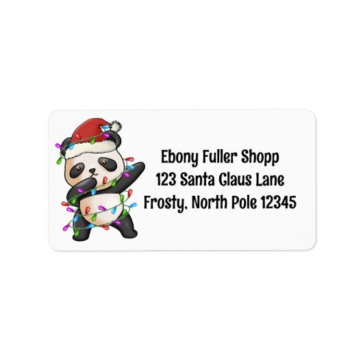 Panda Bear dab dabbin Lieblingsweihnachtsbeleuchtu Adressaufkleber (Vorne)