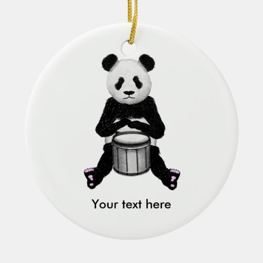 Panda Bear Drum Illustration Keramikornament (Vorne)