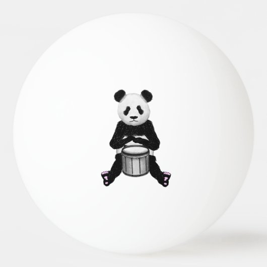 Panda Bear Drum Illustration Tischtennisball (Rückseite)