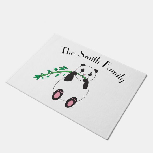 Panda Bear Eating Bamboo Personalize Fußmatte (Schrägansicht)