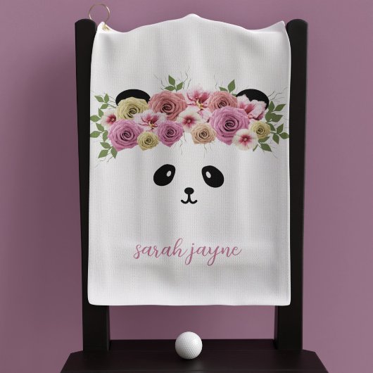 Panda Bear Face Custom Girl's White Golf Handtuch