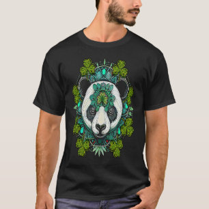 Panda bear Face Head Mandala Kleeblatt C St Patric T-Shirt