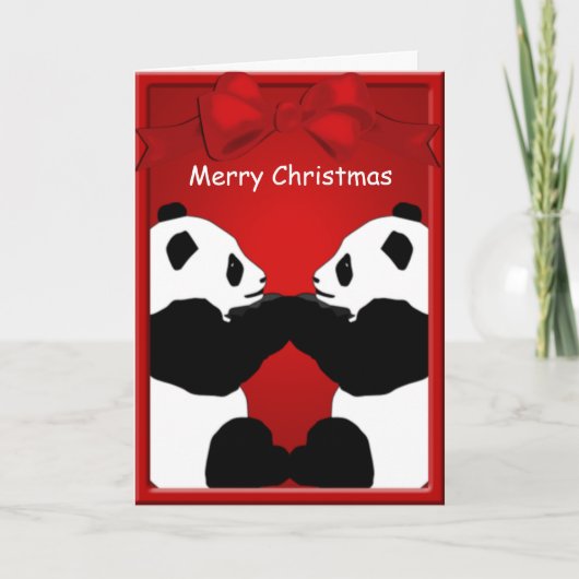 Panda Bear Friends Frohe Weihnachtsgrüße Feiertagskarte (Vorderseite)