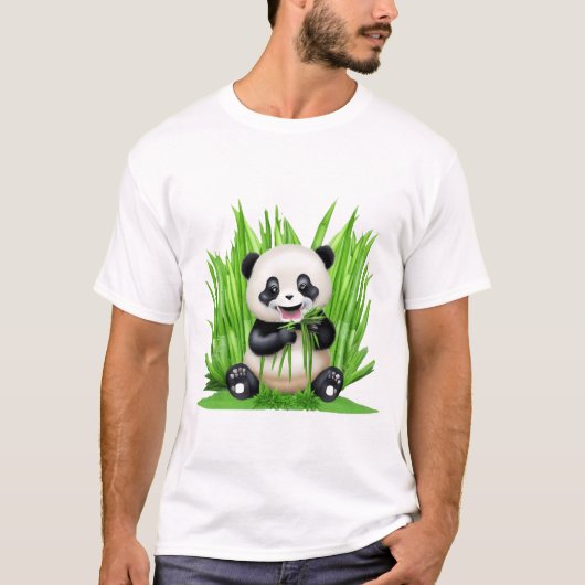 Panda Bear frisst Bambus T-Shirt (Vorderseite)