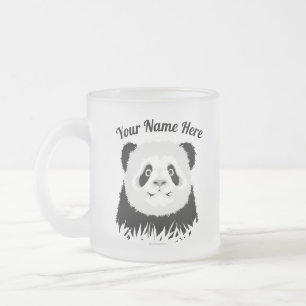 Panda Bear Frosted Glass Coffee Mug Mattglastasse
