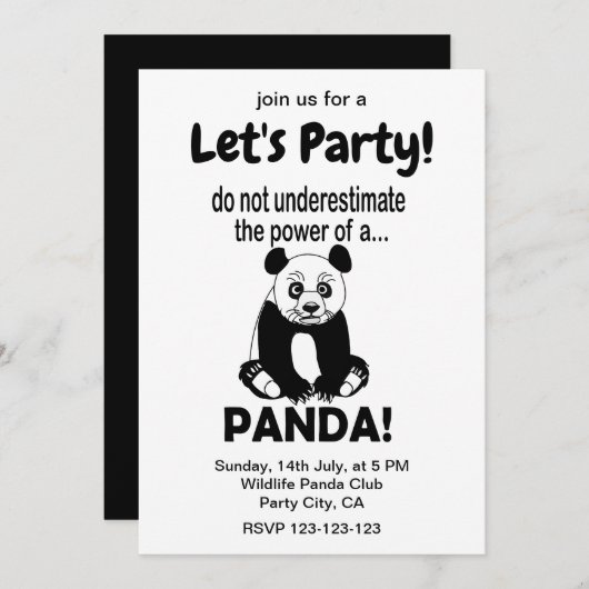 Panda Bear Funny Süße Tier Panda Einladung (Vorne/Hinten)