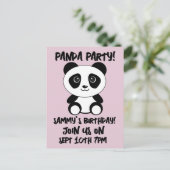 Panda Bear Geburtstagsparty Postcard Einladungen (Stehend Vorderseite)