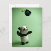 Panda Bear Graduation Cap Throw Ankündigungspostkarte (Vorne/Hinten)