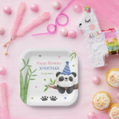 Panda Bear Green Bamboo Kids Birthday Pappteller (Party)