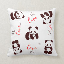 Panda Bear Heart Valentine's Day Throw Kissen