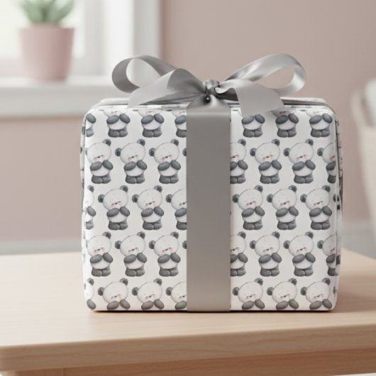Panda Bear Hug Wrapping Paper Sheets Geschenkpapier Set