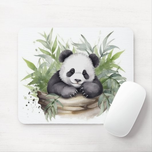 Panda Bear in Bamboo Basket Mousepad (Mit Mouse)