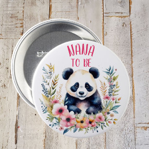 Panda Bear in Blume Baby Dusche Nana zu sein Button