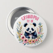 Panda Bear in Blume Baby Dusche Oma zu sein Button (Vorne & Hinten)