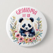 Panda Bear in Blume Baby Dusche Oma zu sein Button (Vorderseite)