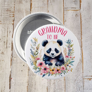Panda Bear in Blume Baby Dusche Oma zu sein Button