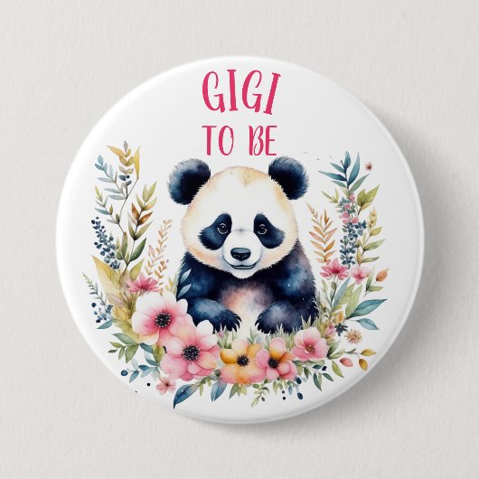 Panda Bear in Blume Baby Shower Gigi zu sein Button (Vorderseite)