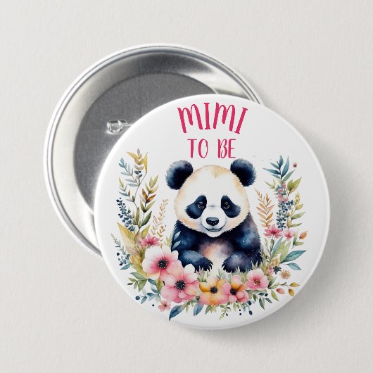Panda Bear in Blume Baby Shower Mimi zu sein Button (Vorne & Hinten)