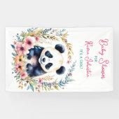 Panda Bear in Blume Girl's Baby Shower Banner (Horizontal)