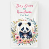 Panda Bear in Blume Girl's Baby Shower Banner (Vertikal)