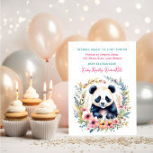 Panda Bear in Blume Girl's Baby Shower Einladung