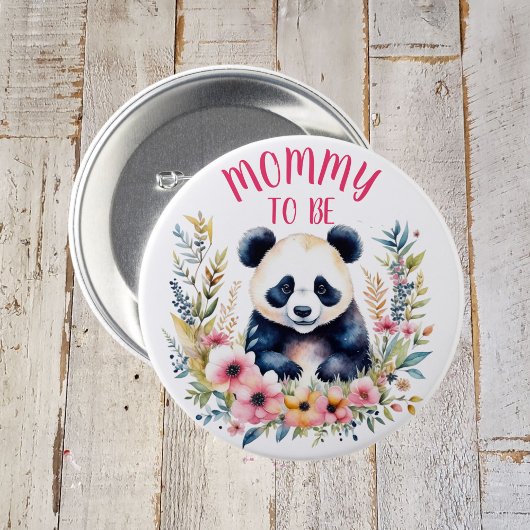 Panda Bear in Blume Girl's Baby Shower Mama zu sei Button