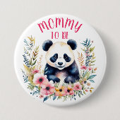 Panda Bear in Blume Girl's Baby Shower Mama zu sei Button (Vorderseite)