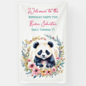 Panda Bear in Blume Girl's Birthday Banner (Vertikal)