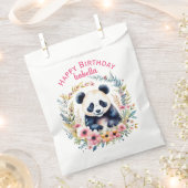 Panda Bear in Blume Girl's Geburtstag Personalisie Geschenktütchen (Ausgeschnitten)