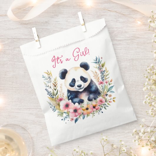 Panda Bear in Blume Girl's It's a Girl Geschenktütchen (Ausgeschnitten)