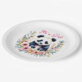 Panda Bear in Blume Girl's It's a Girl Pappteller (Schrägansicht)