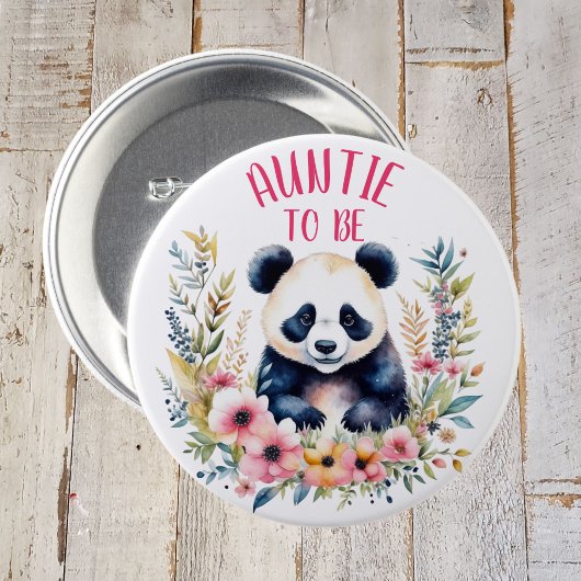 Panda Bear in Blume Kinderdusche Tante zu sein Button