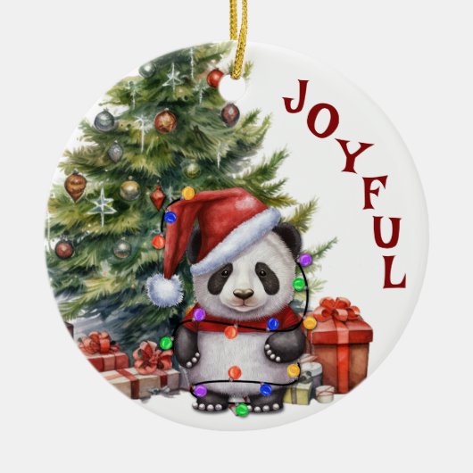 Panda Bear in Christmas Lights für Großtochter Keramik Ornament (Vorne)