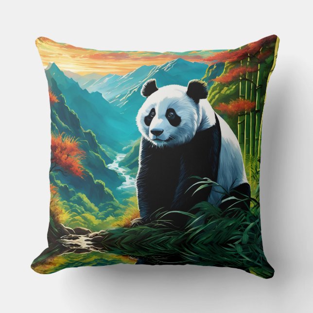 Panda Bear in den Wolken Kissen (Vorderseite)