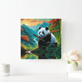 Panda Bear in den Wolken Quadratische Wanduhr (Zuhause)