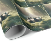 Panda Bear in Sunshine Geschenkpapier (Rolleneckpunkt)